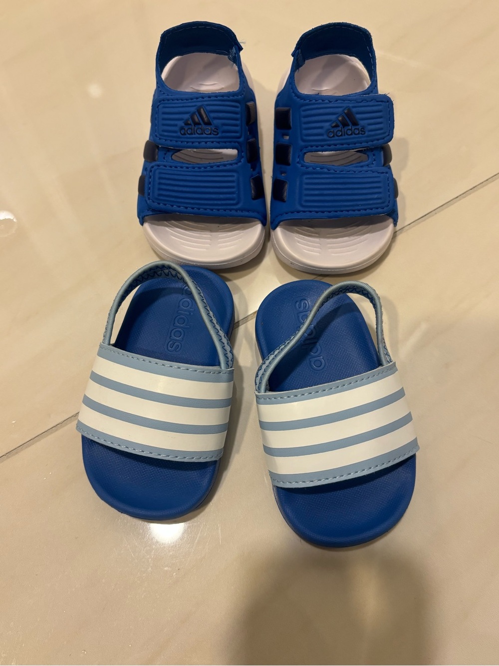 adidas Kids Blue and White Sandal Duo